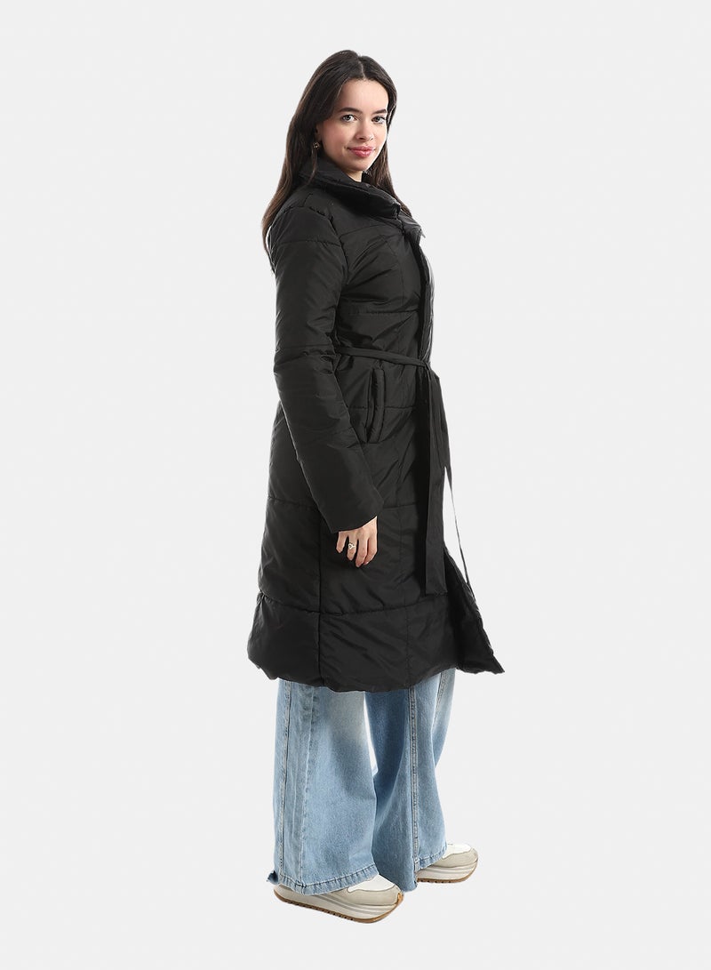 Andora Mid-Length High-Collar Puffer_Black - Image 4